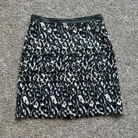 Milly black & cream animal print pencil skirt size 10 - Picture 2 of 9